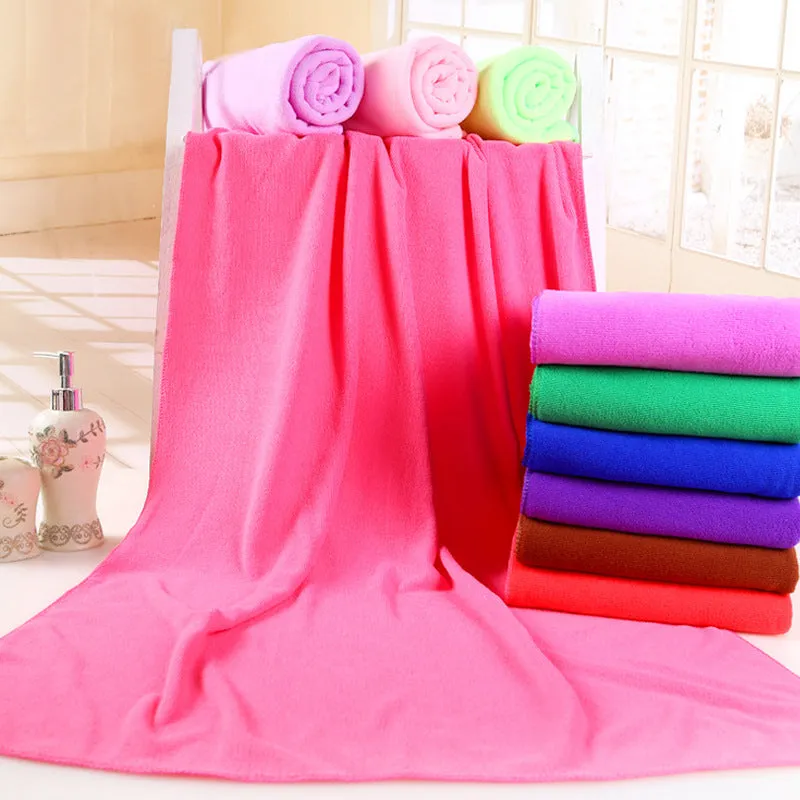 Microfiber bath towel 70 x 140cm in beige, blue, brown, green, pink, purple, red, white, yellow