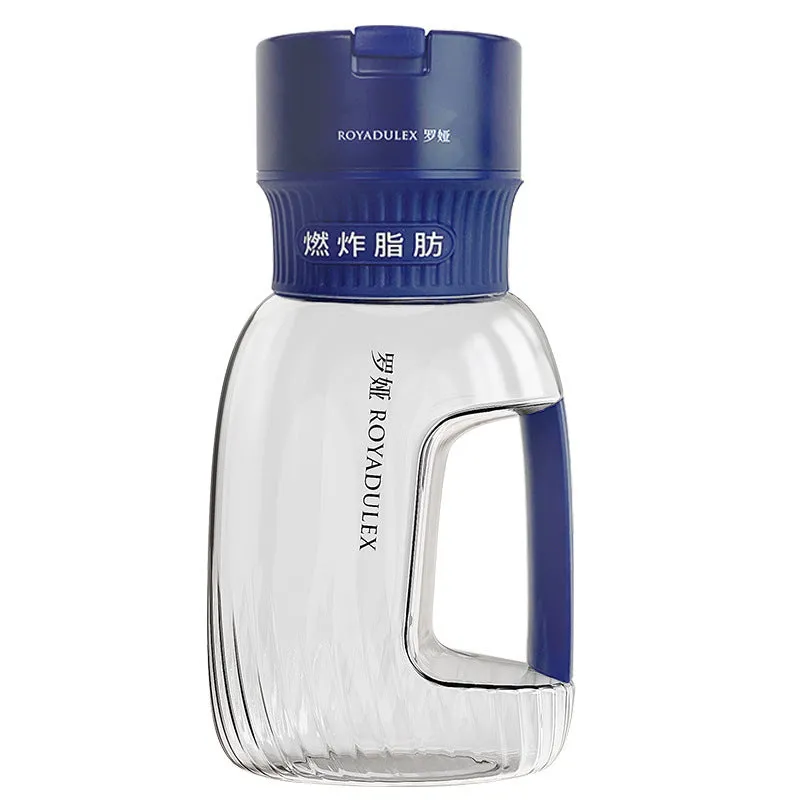 Portable blender juicer in light blue with USB charging cable and water cup, 801-1000mL capacity