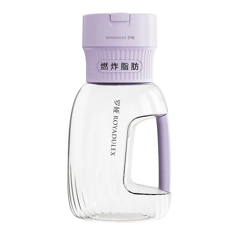 Portable blender juicer in light blue with USB charging cable and water cup, 801-1000mL capacity
