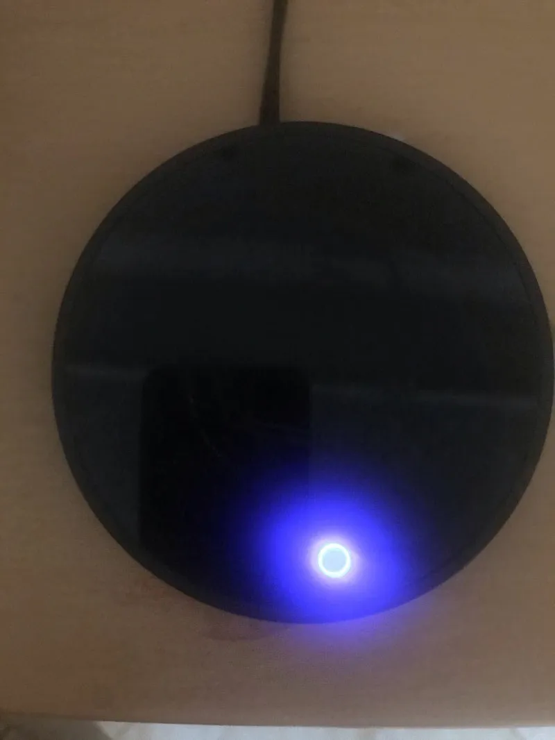 Electric touch cup warmer heating mat with digital display, 18W, 115mm diameter, on a desk