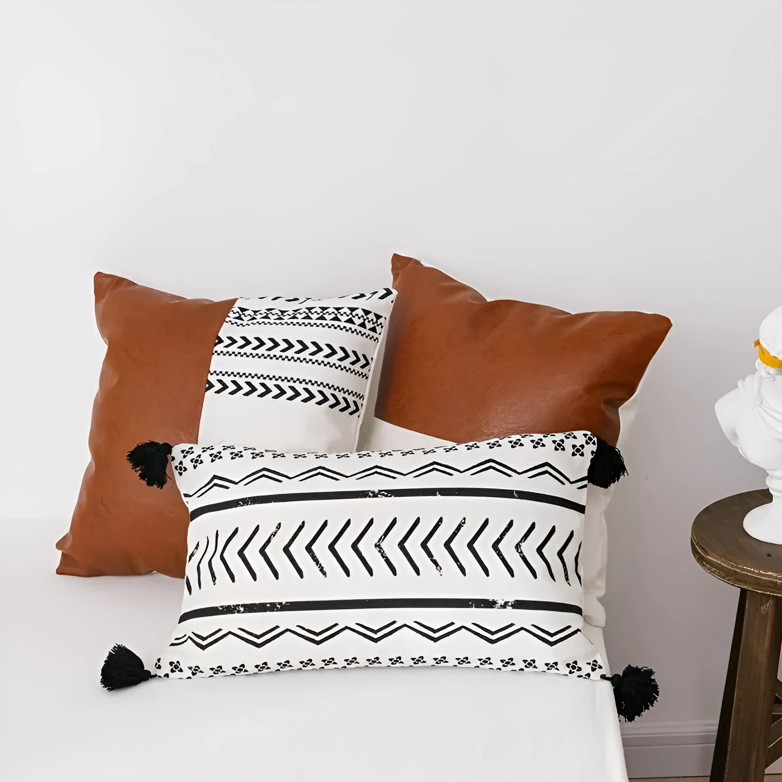 Double sofa cushion set with PP cotton filling, cotton canvas cover, sizes 45cm and 35cm, printed styles