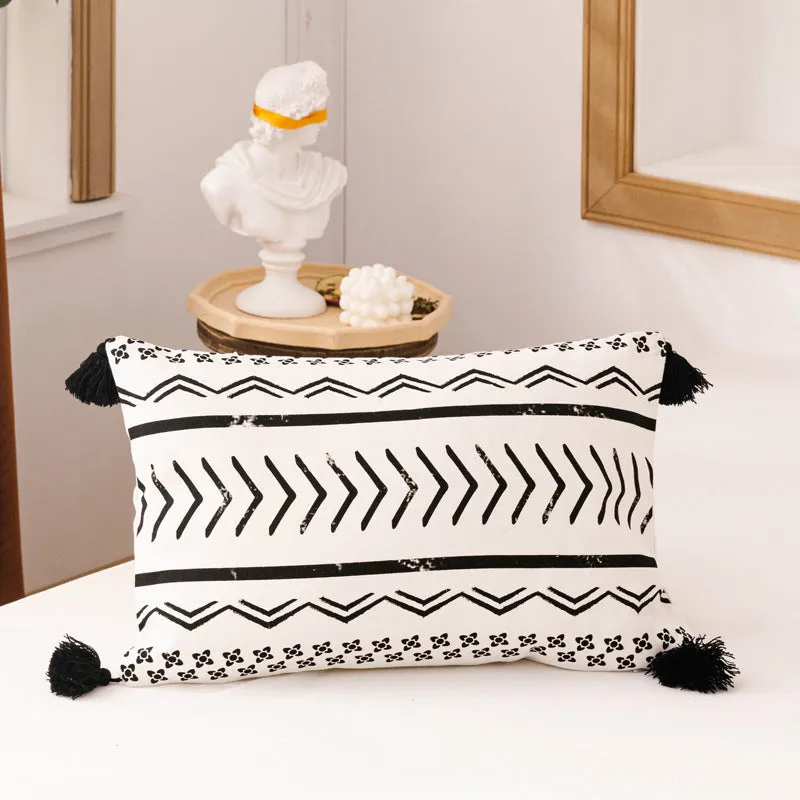 Double sofa cushion set with PP cotton filling, cotton canvas cover, sizes 45cm and 35cm, printed styles