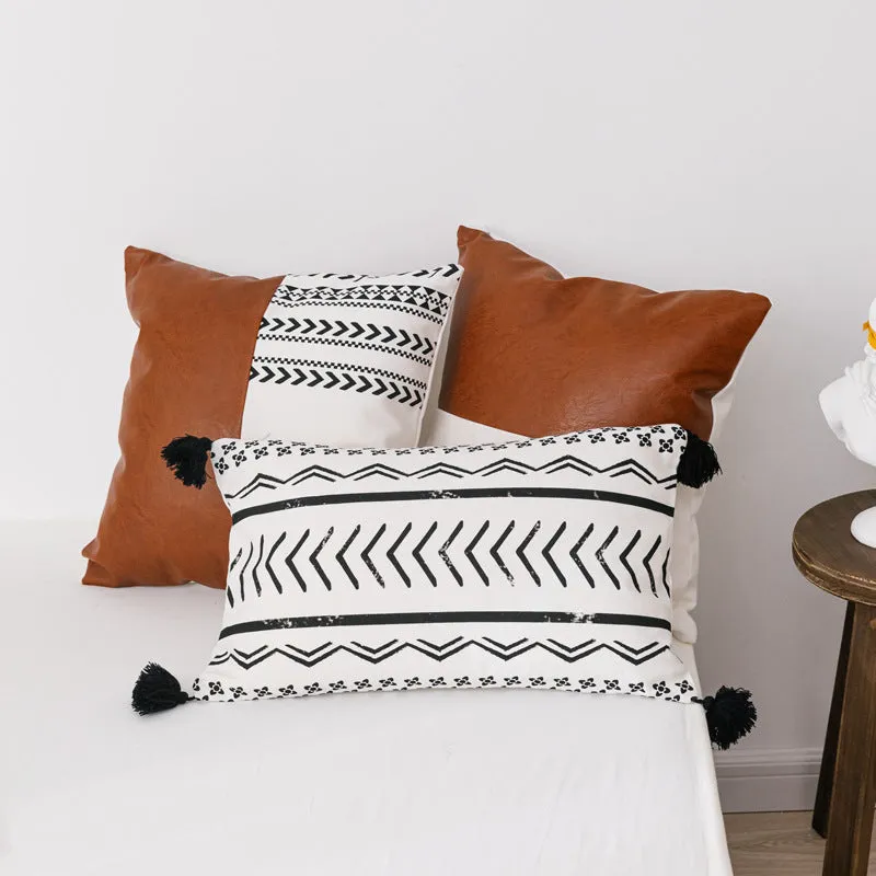 Double sofa cushion set with PP cotton filling, cotton canvas cover, sizes 45cm and 35cm, printed styles