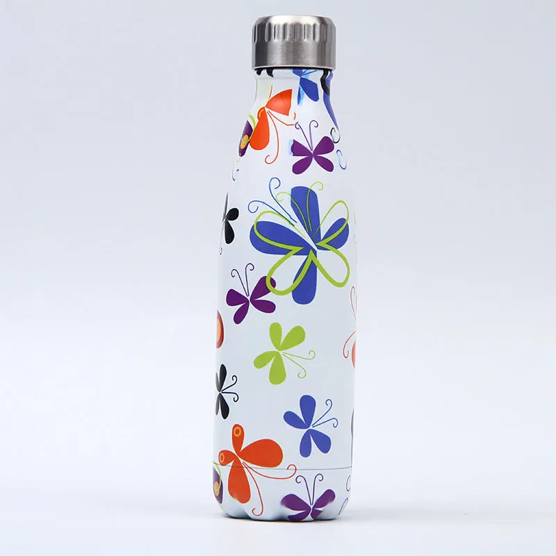 500ml stainless steel vacuum insulated sport bottle with lid on a gym bench