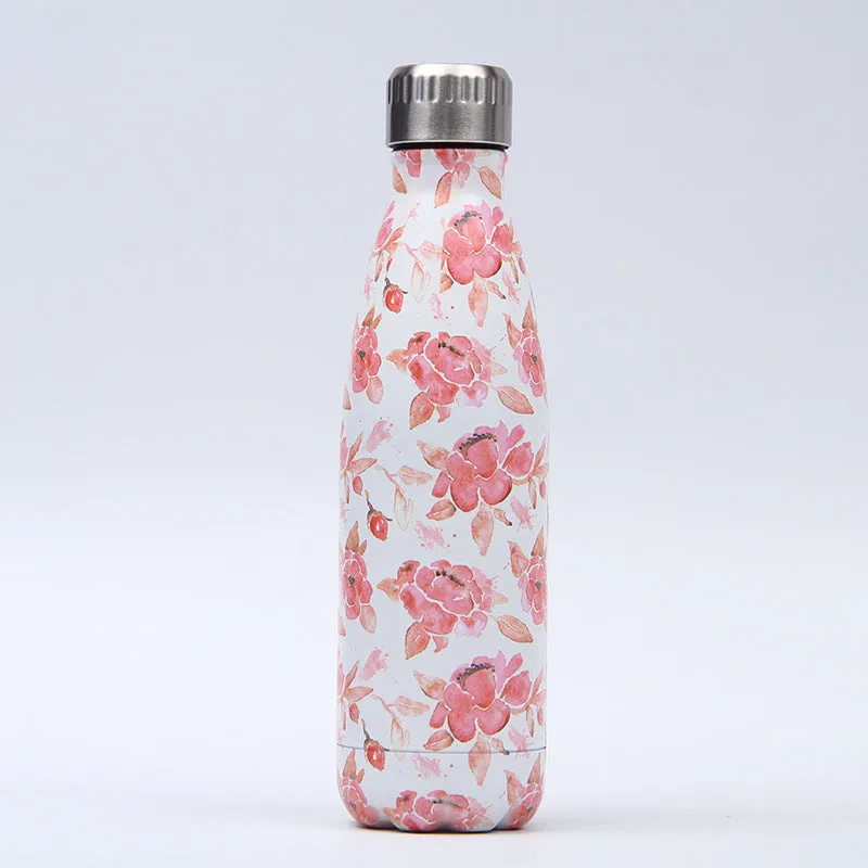 500ml stainless steel vacuum insulated sport bottle with lid on a gym bench