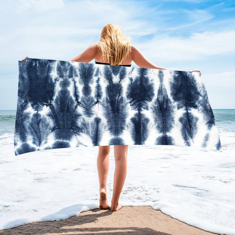 Tie-dye microfiber square beach towel 150x75cm 250g in multicolour pattern