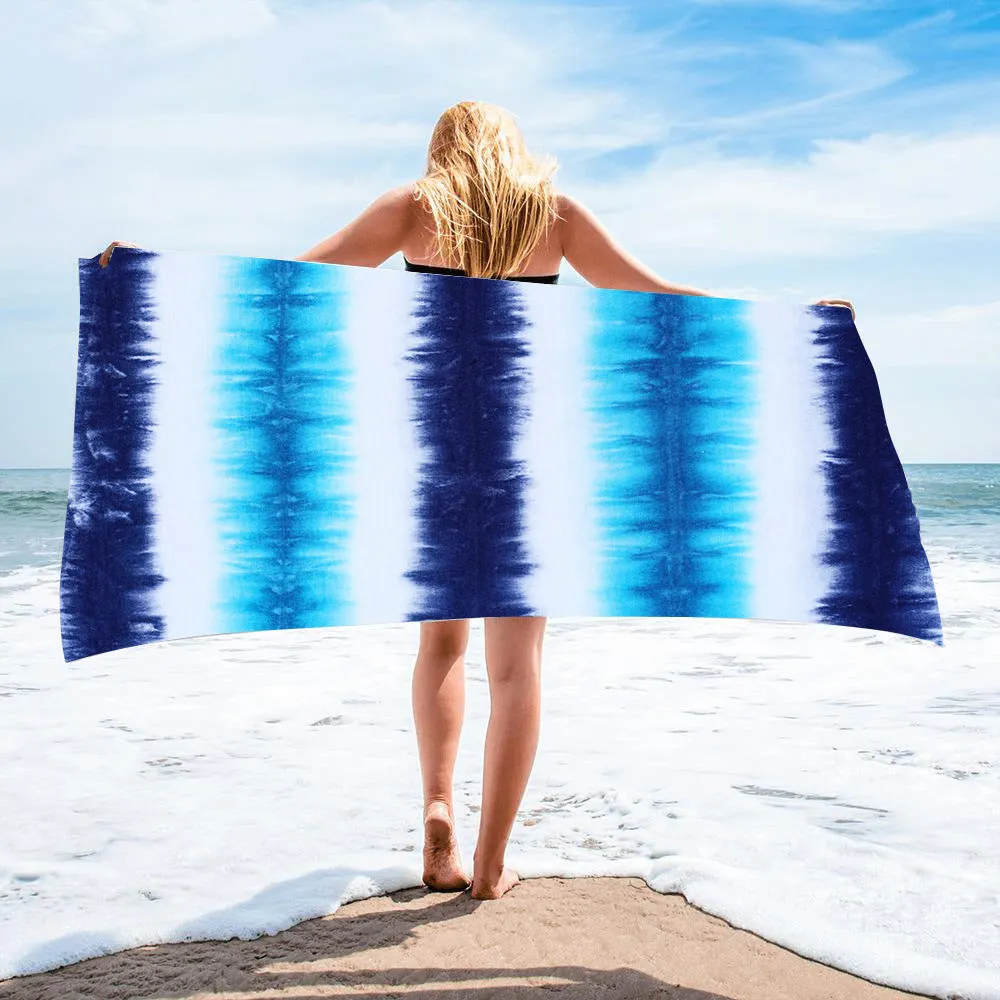 Tie-dye microfiber square beach towel 150x75cm 250g in multicolour pattern
