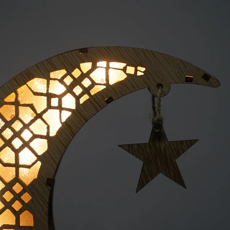 MDF hanging ornament with engraved calligraphy design in wood moon colour, 21x11x6cm