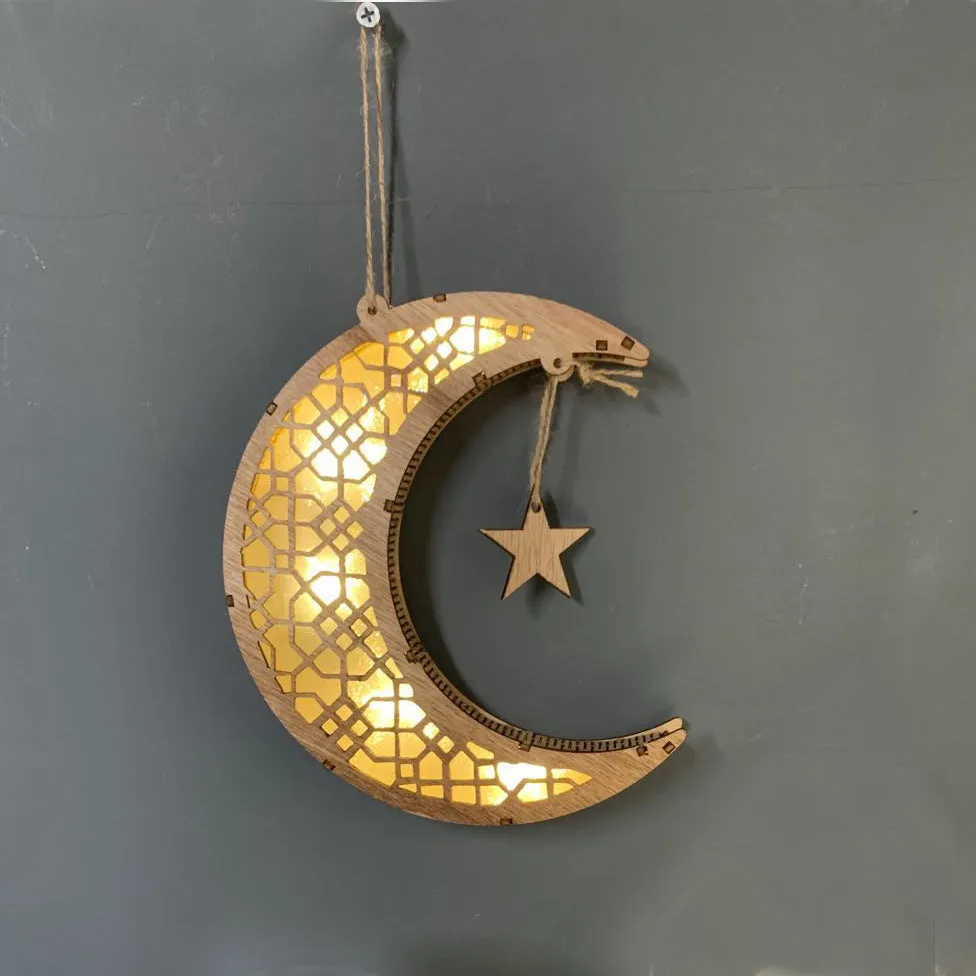 MDF hanging ornament with engraved calligraphy design in wood moon colour, 21x11x6cm