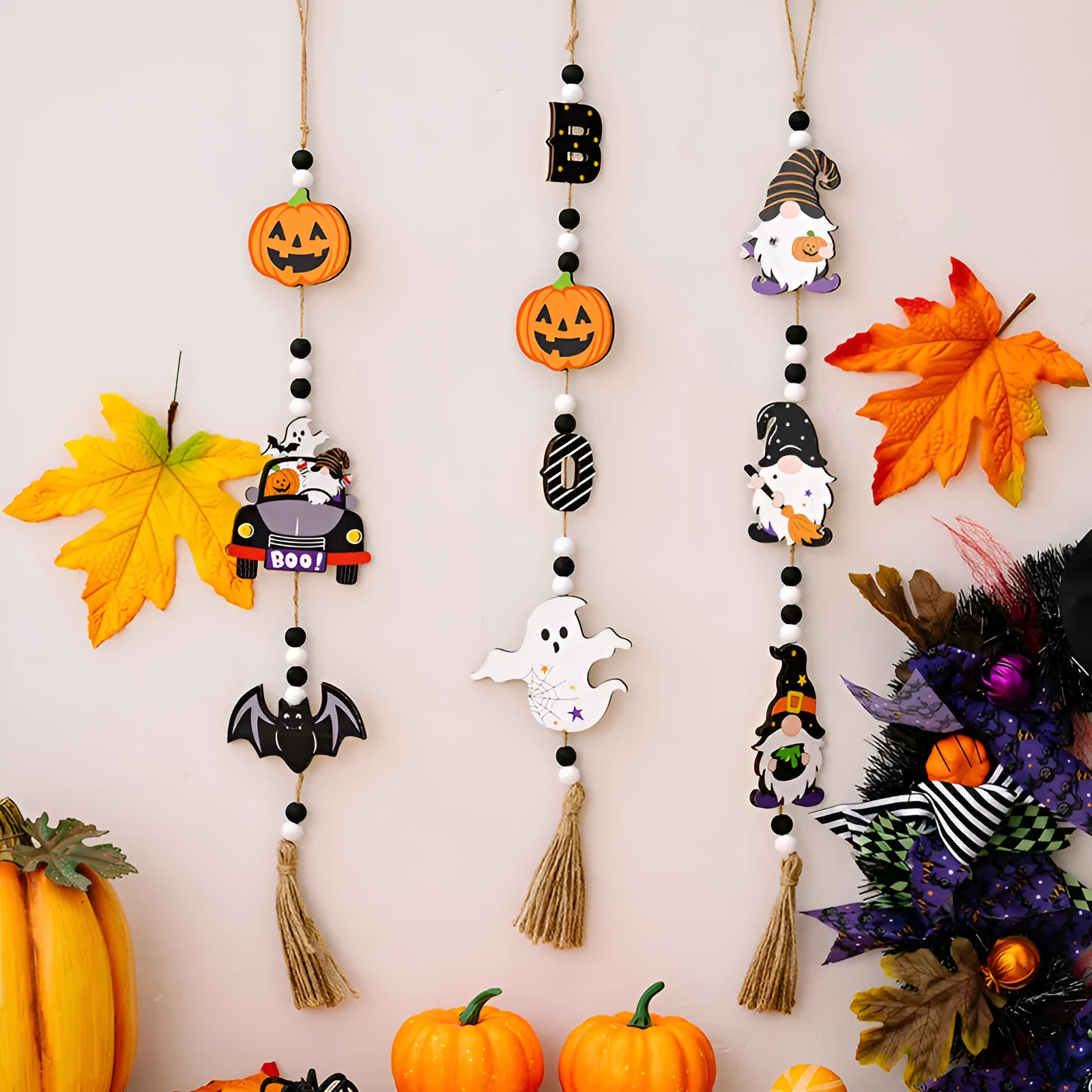 White resin Halloween earring pendant with butterfly tassel, lace, pearl, and rhinestone accents, American European style