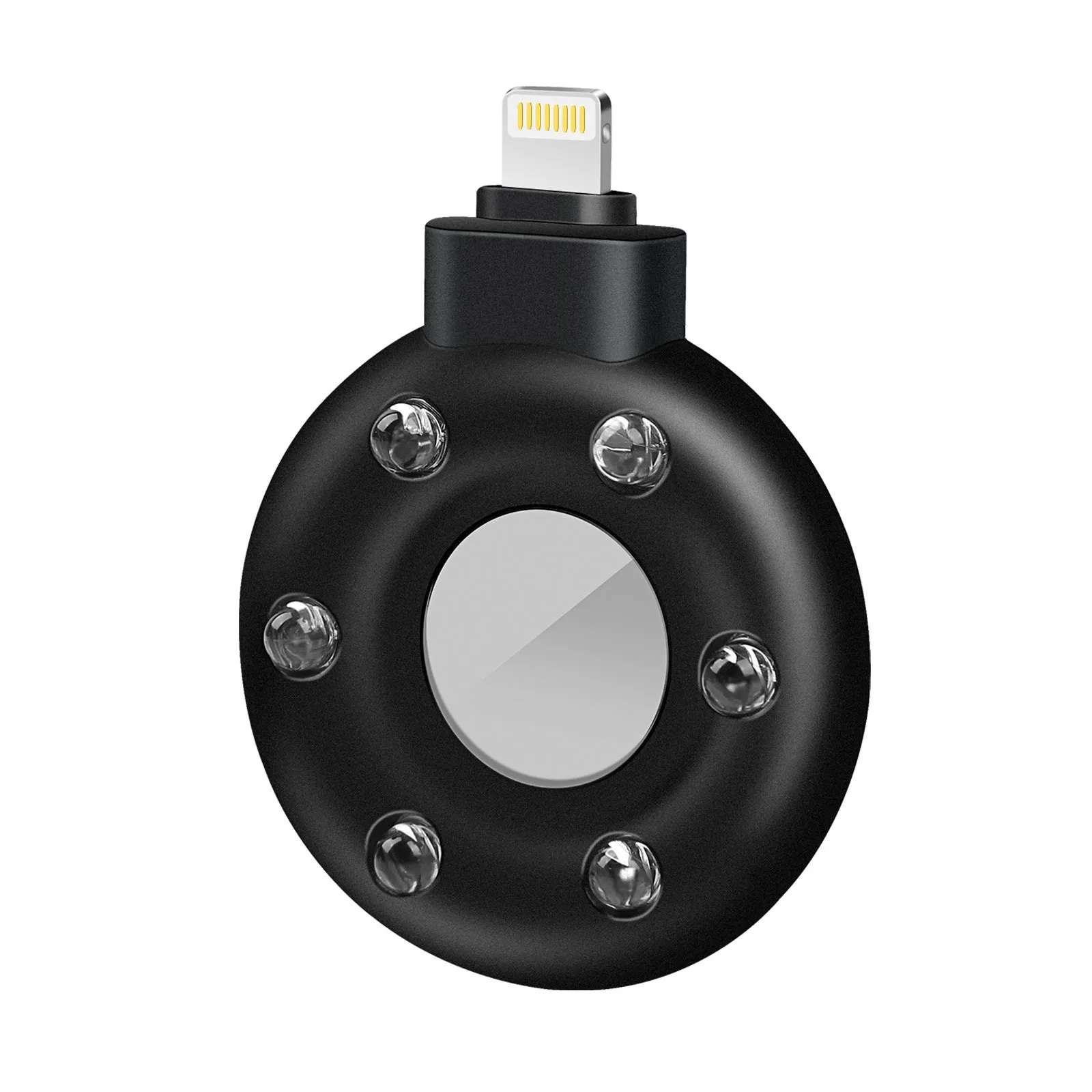 Anti-sneak camera detector wireless audio alarm in black plastic casing with Type-C port