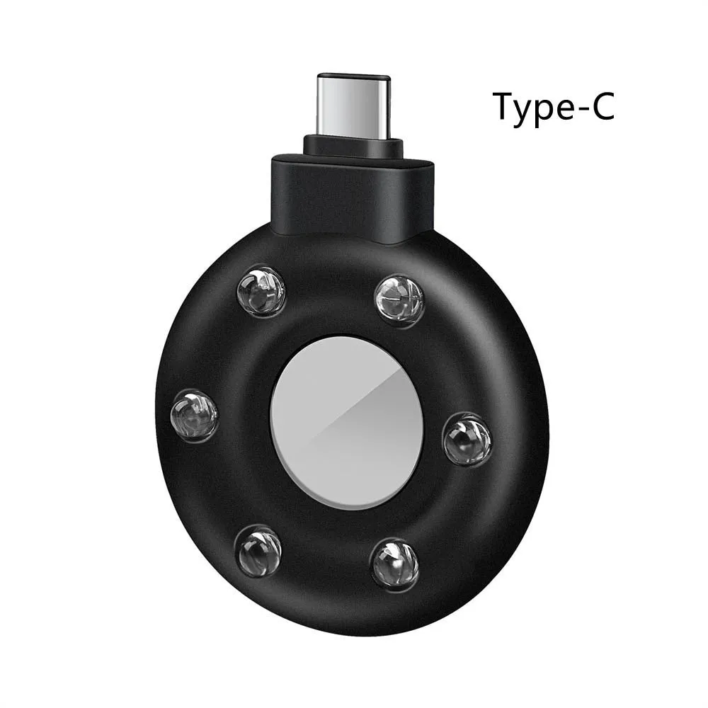 Anti-sneak camera detector wireless audio alarm in black plastic casing with Type-C port
