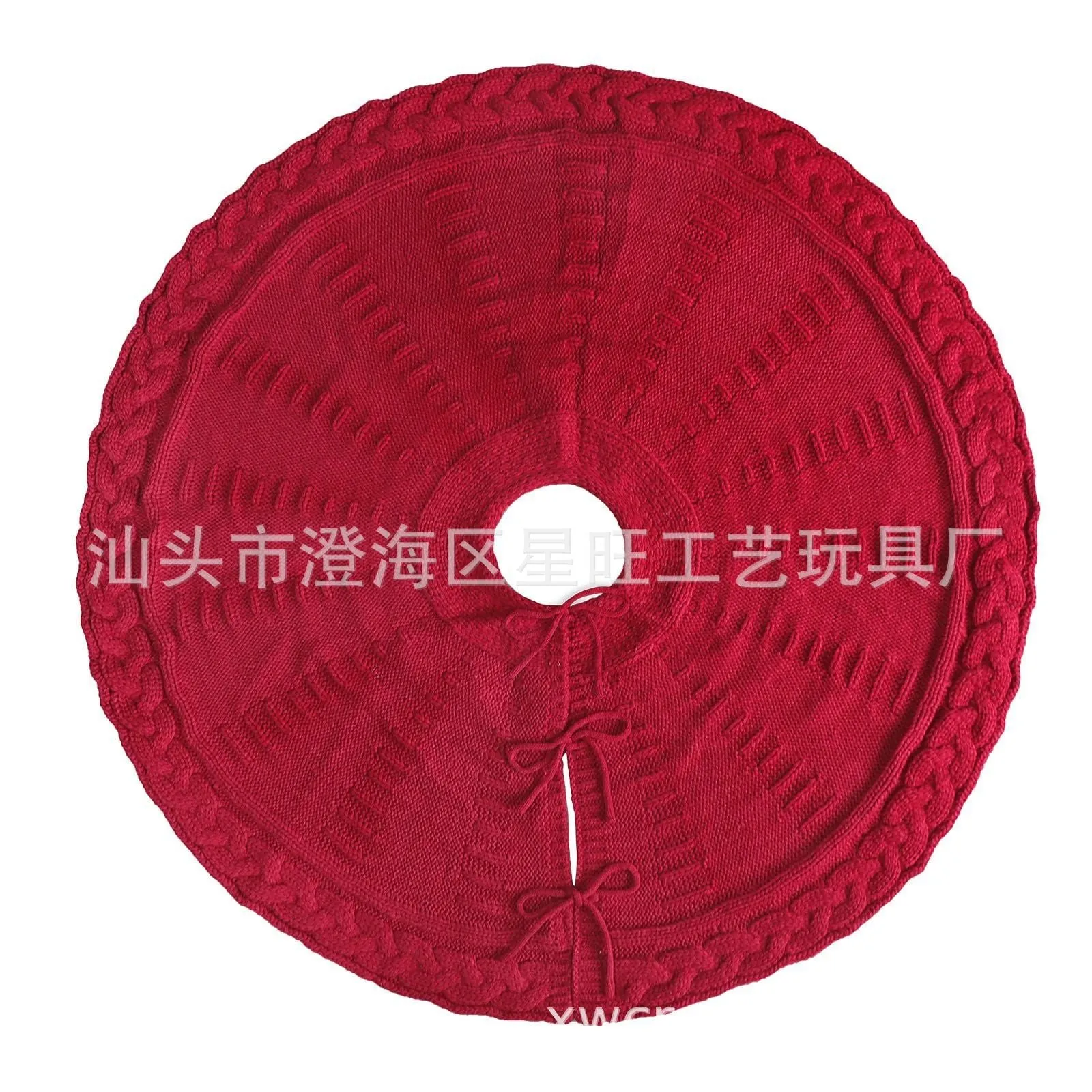 Christmas knitted wool tree skirt in red with 122cm diameter