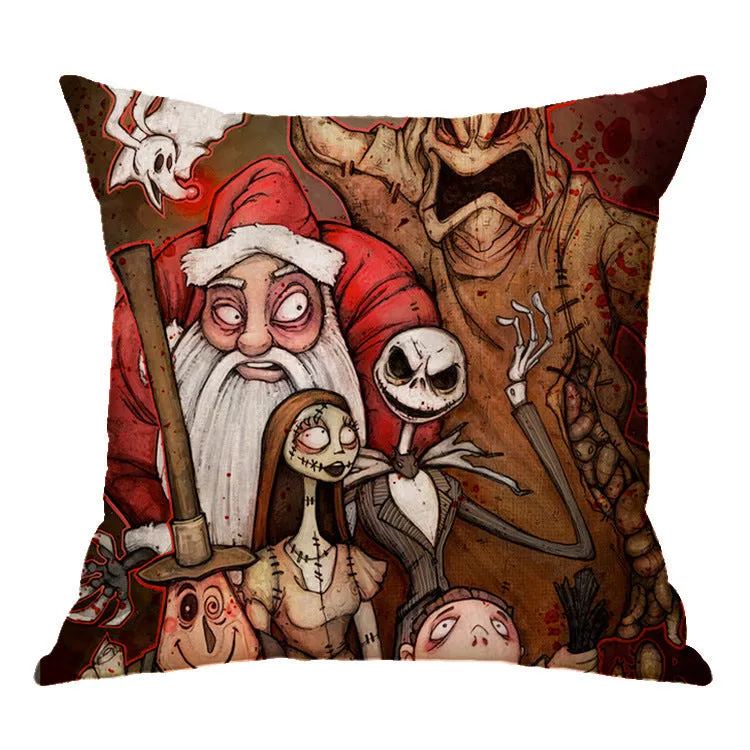 Linen skull Halloween pillow cover 45x45cm decorative throw pillow case on sofa