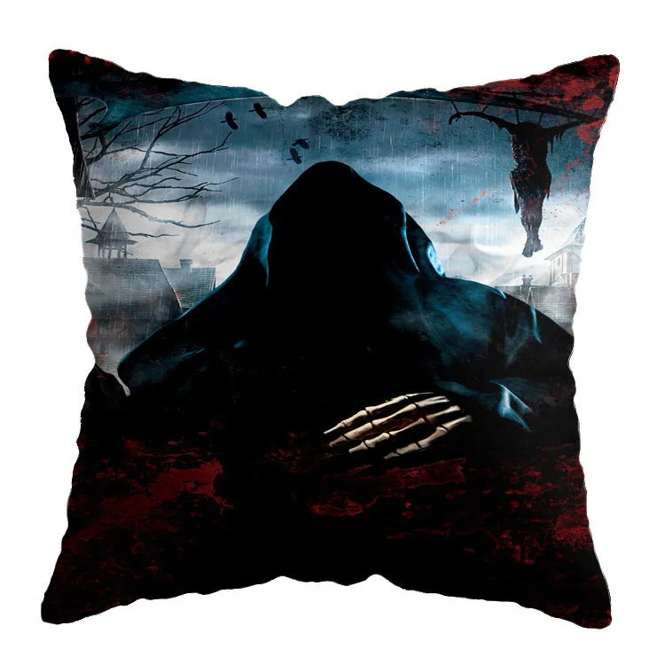 Linen skull Halloween pillow cover 45x45cm decorative throw pillow case on sofa