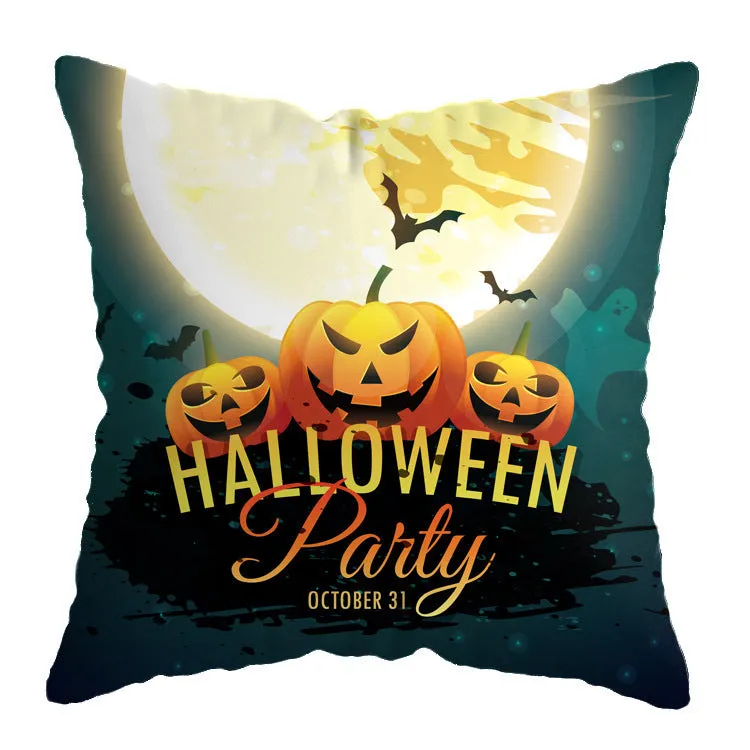 Linen skull Halloween pillow cover 45x45cm decorative throw pillow case on sofa