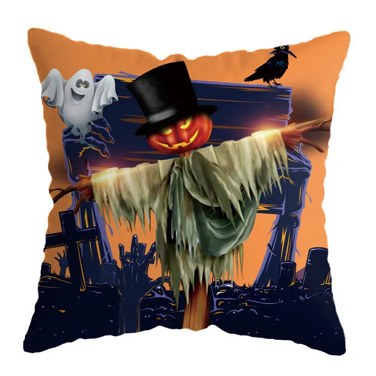 Linen skull Halloween pillow cover 45x45cm decorative throw pillow case on sofa