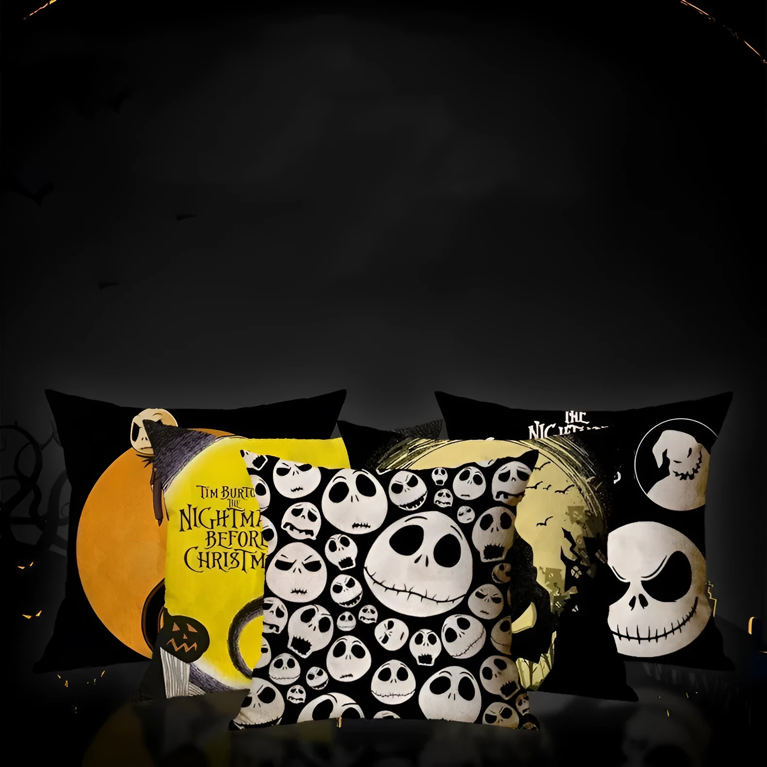 Linen skull Halloween pillow cover 45x45cm decorative throw pillow case on sofa