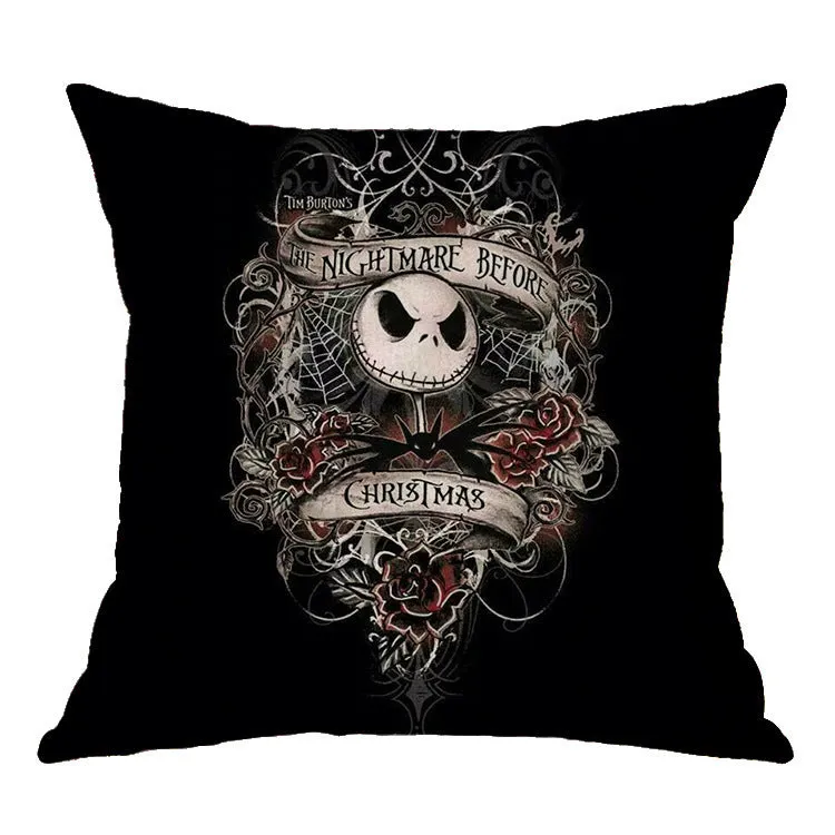 Linen skull Halloween pillow cover 45x45cm decorative throw pillow case on sofa