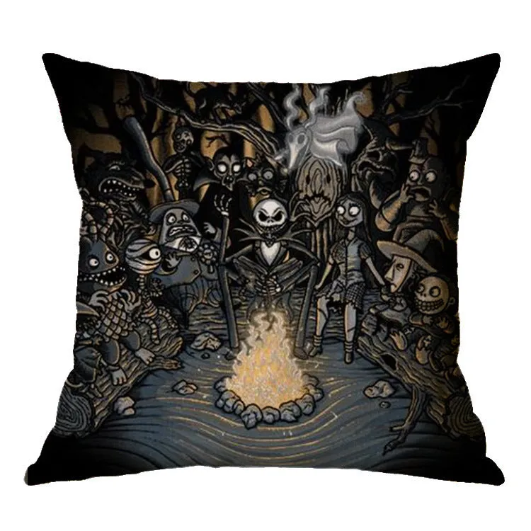 Linen skull Halloween pillow cover 45x45cm decorative throw pillow case on sofa
