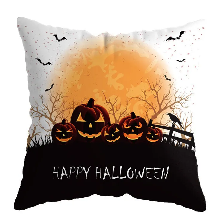 Linen skull Halloween pillow cover 45x45cm decorative throw pillow case on sofa