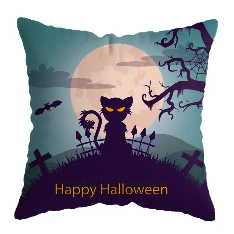 Linen skull Halloween pillow cover 45x45cm decorative throw pillow case on sofa