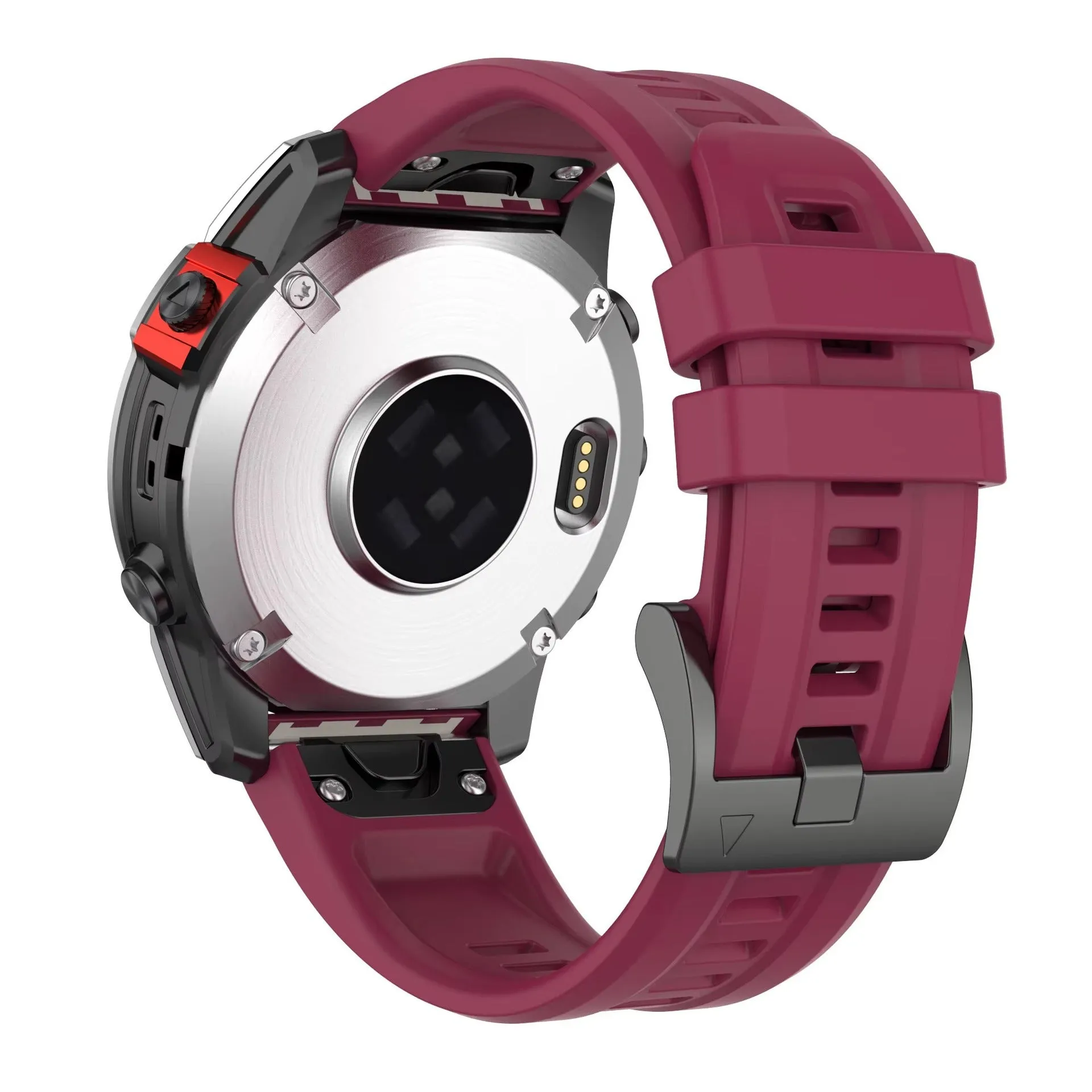 Jiaming Fenix7 compatible quick release silicone watchband in multiple colours on a white background.