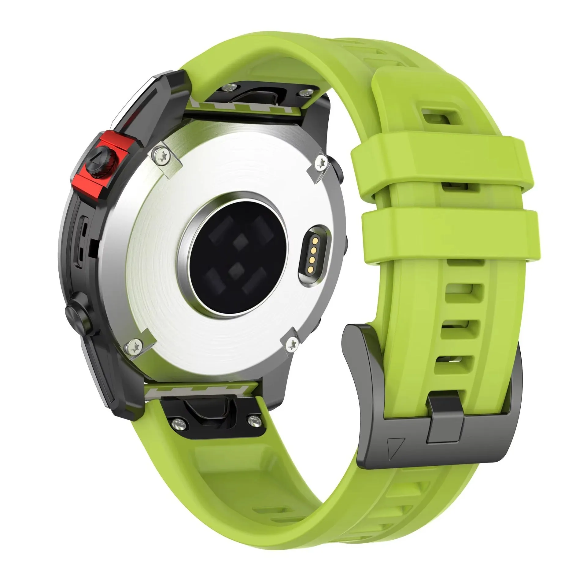 Jiaming Fenix7 compatible quick release silicone watchband in multiple colours on a white background.