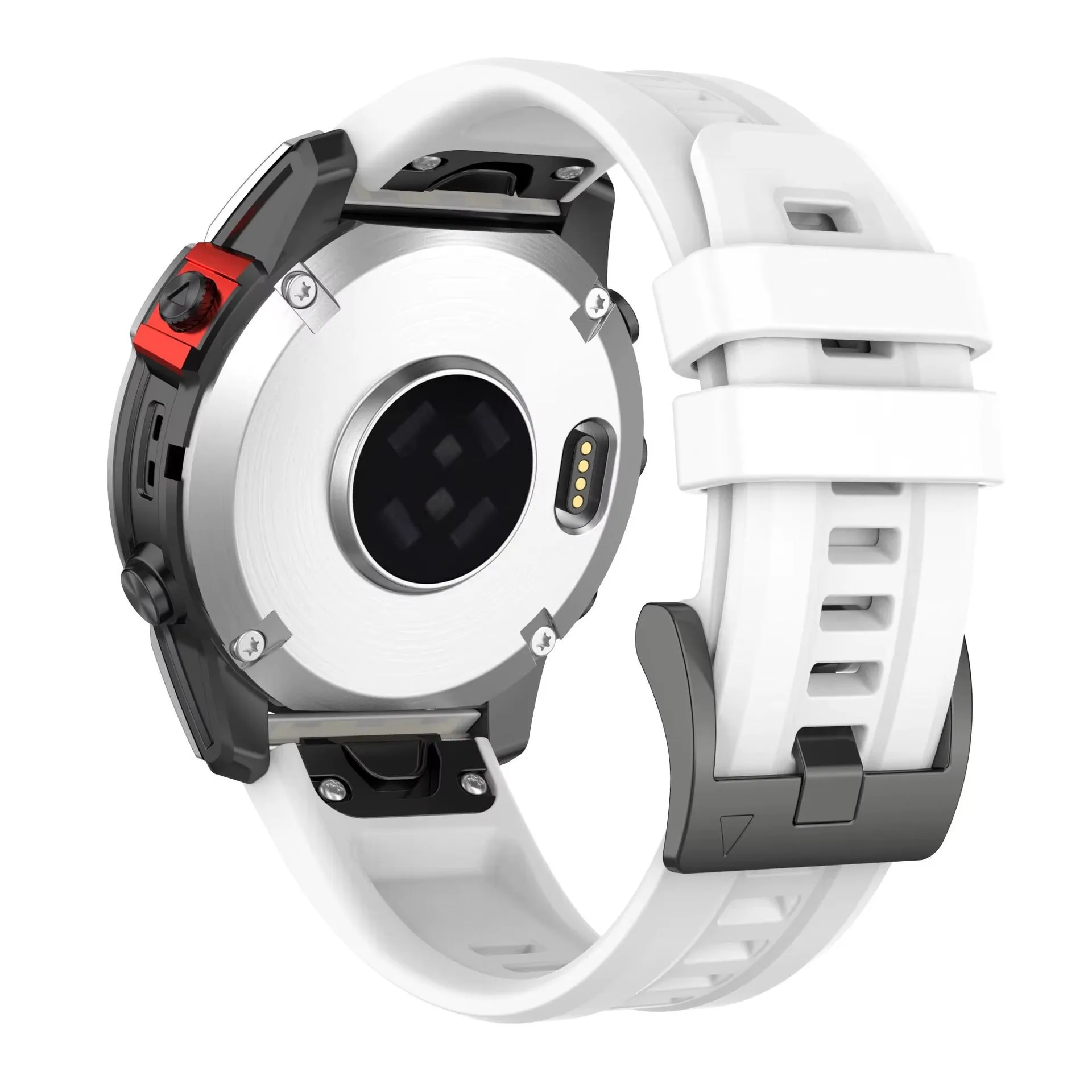 Jiaming Fenix7 compatible quick release silicone watchband in multiple colours on a white background.