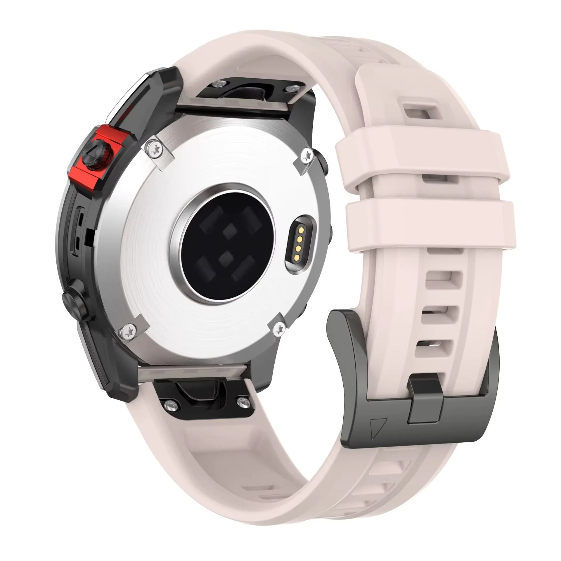 Jiaming Fenix7 compatible quick release silicone watchband in multiple colours on a white background.