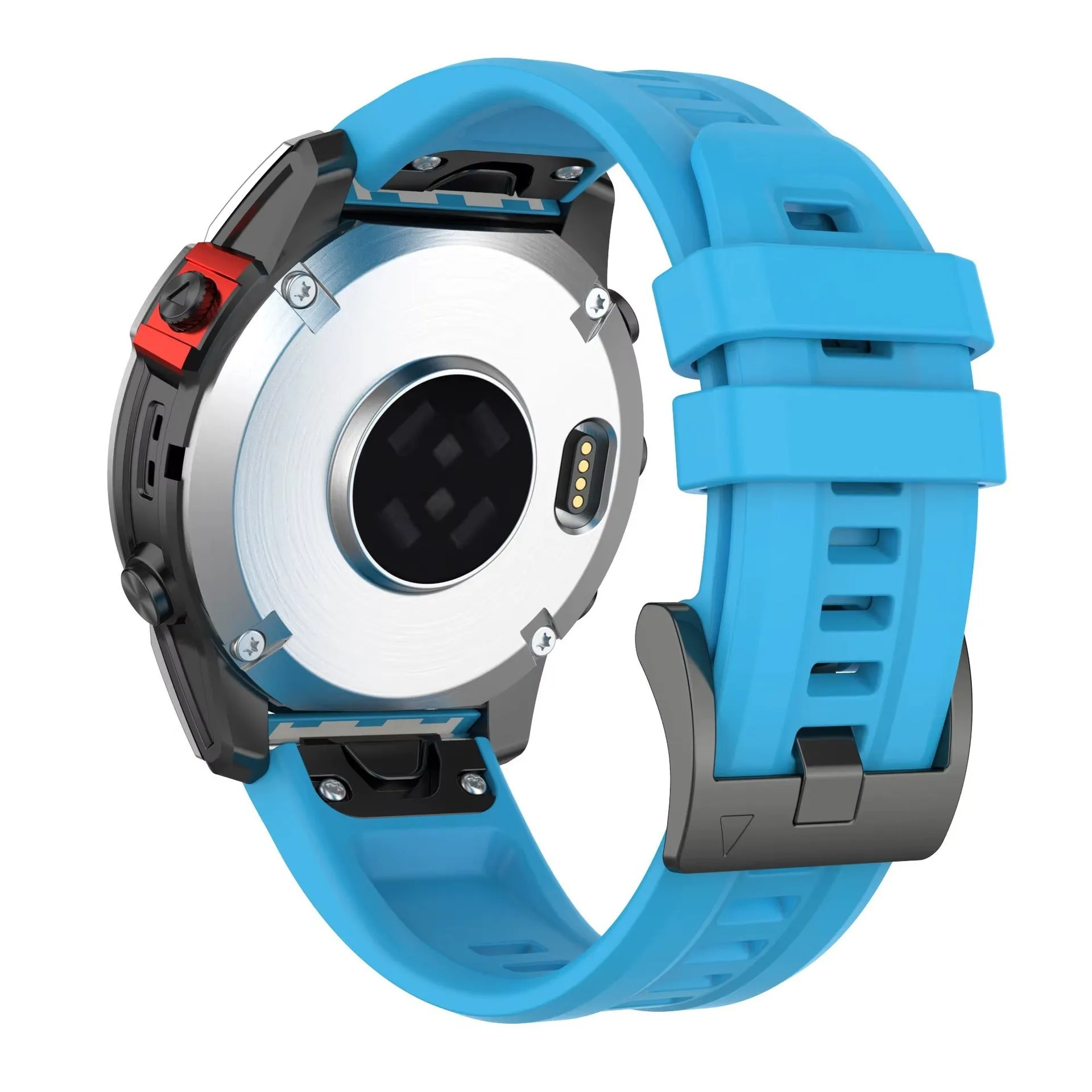 Jiaming Fenix7 compatible quick release silicone watchband in multiple colours on a white background.