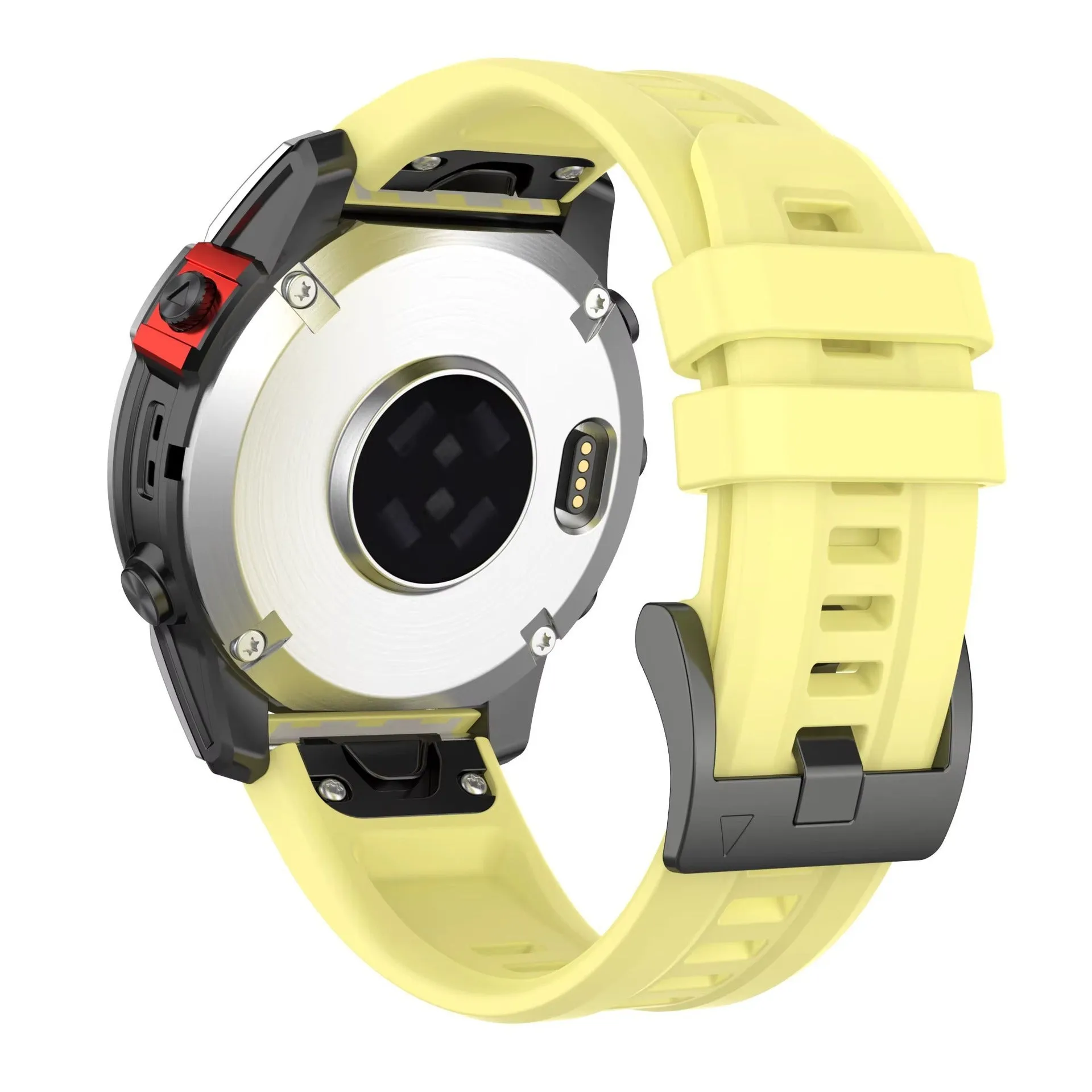 Jiaming Fenix7 compatible quick release silicone watchband in multiple colours on a white background.