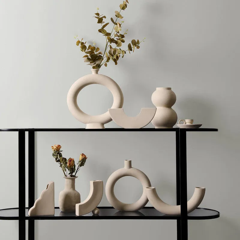 Modern minimalist geometric ceramic vase with painted surface in style A