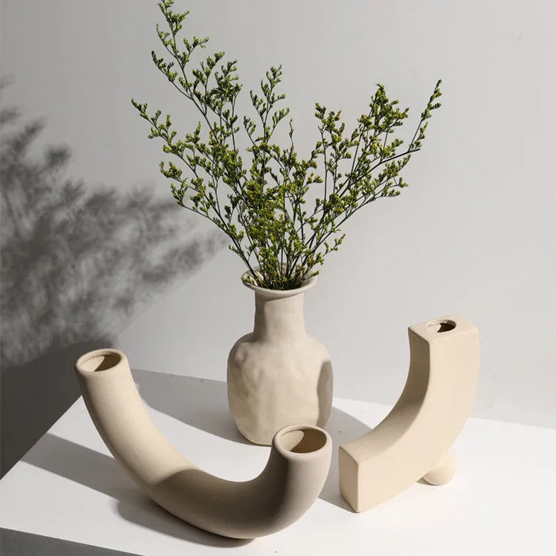 Modern minimalist geometric ceramic vase with painted surface in style A