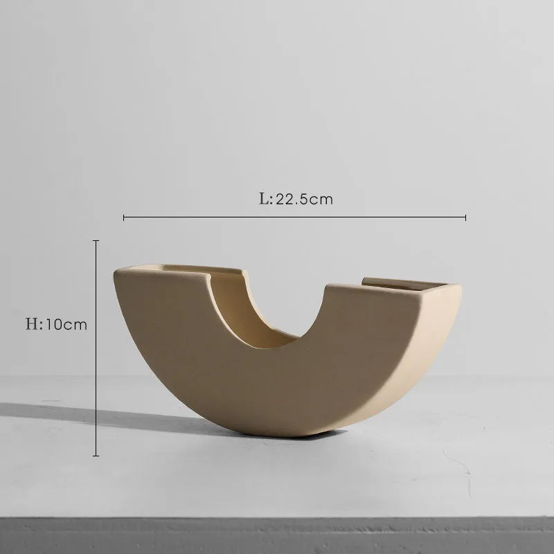 Modern minimalist geometric ceramic vase with painted surface in style A