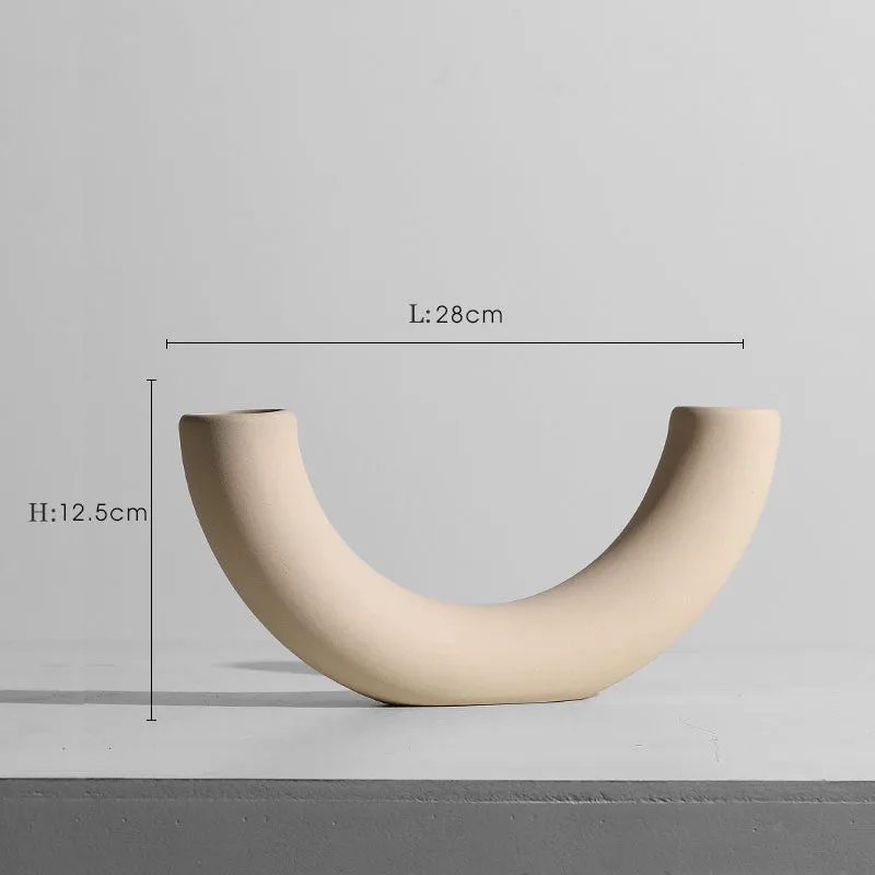 Modern minimalist geometric ceramic vase with painted surface in style A