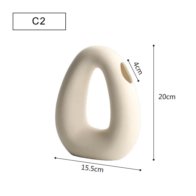 Modern minimalist geometric ceramic vase with painted surface in style A