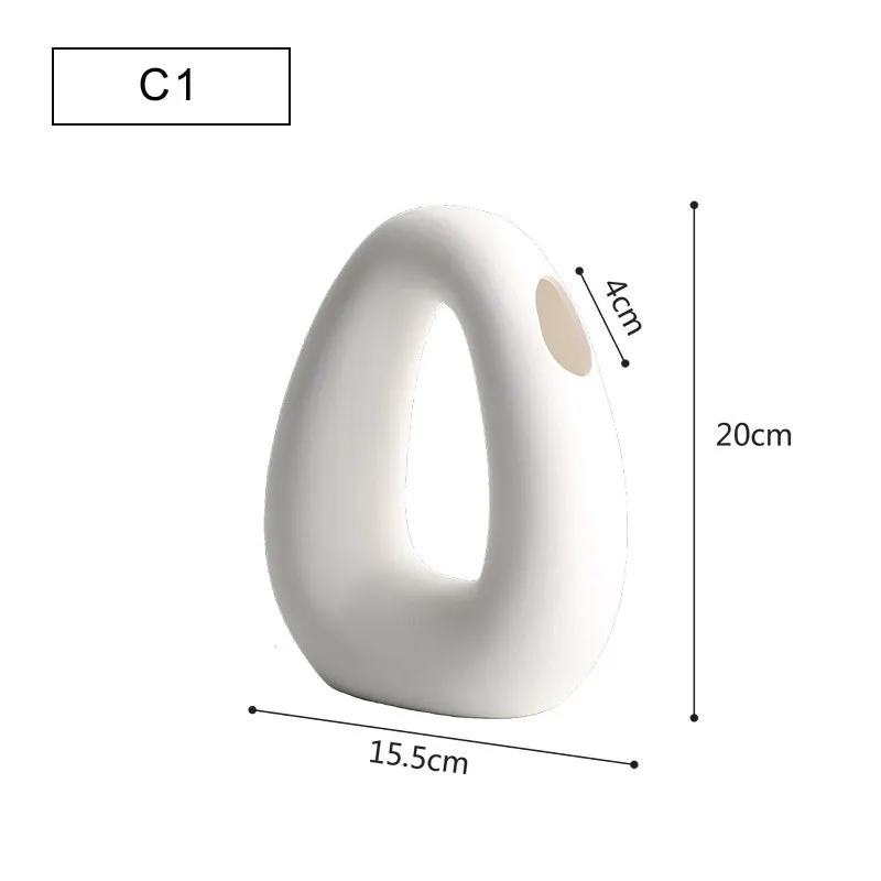 Modern minimalist geometric ceramic vase with painted surface in style A