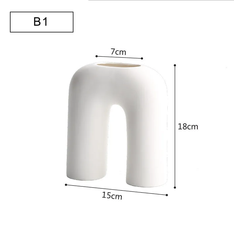Modern minimalist geometric ceramic vase with painted surface in style A