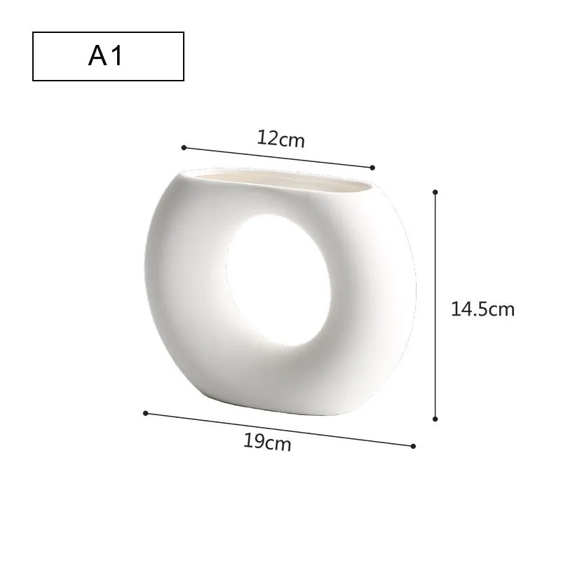 Modern minimalist geometric ceramic vase with painted surface in style A