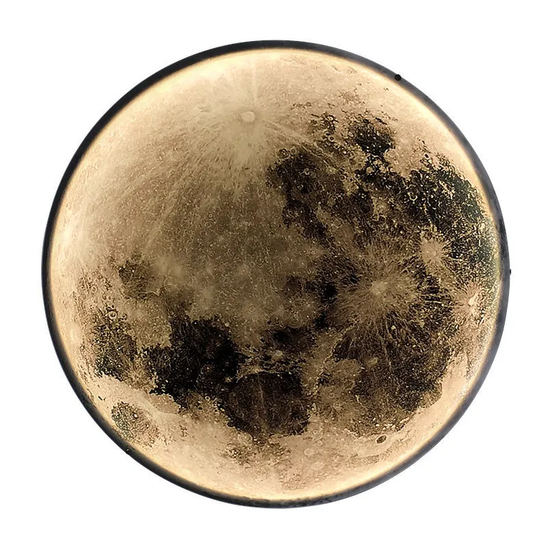Acrylic moon wall lamp in warm light, 300mm diameter, dimmable