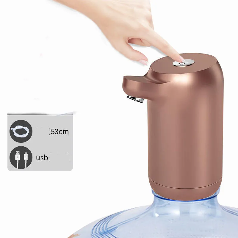 Dark grey touch automatic water dispenser on a kitchen countertop with soft hose and USB cable