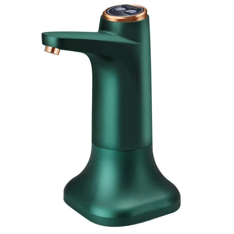 Dark grey touch automatic water dispenser on a kitchen countertop with soft hose and USB cable