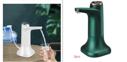 Dark grey touch automatic water dispenser on a kitchen countertop with soft hose and USB cable