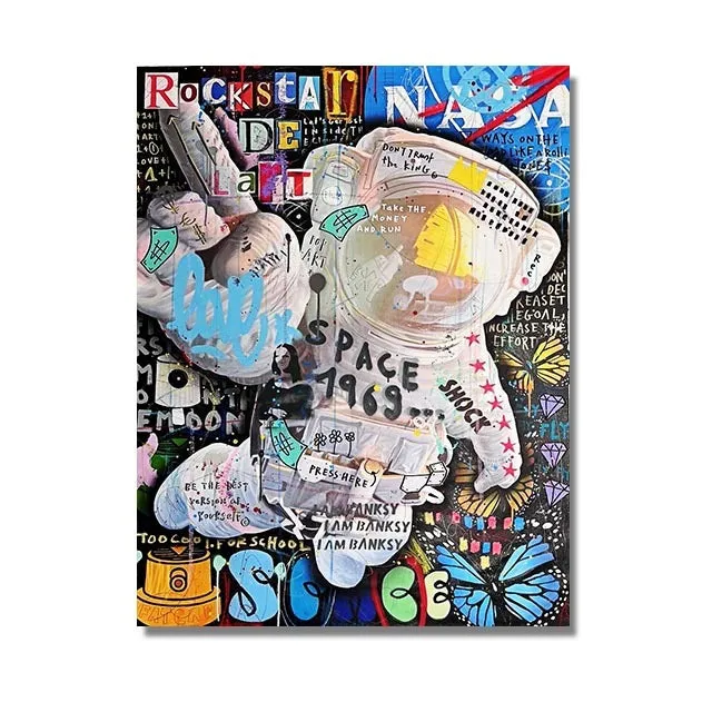 Graffiti abstract street poster canvas spray painting frameless wall art