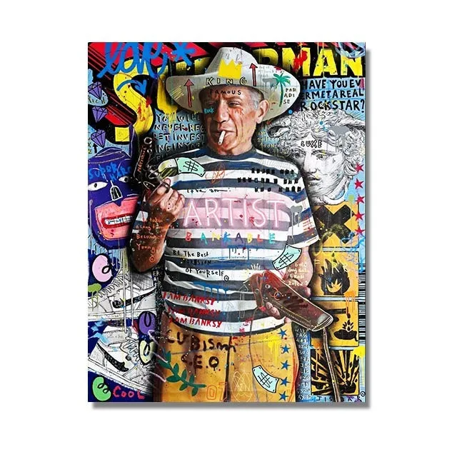 Graffiti abstract street poster canvas spray painting frameless wall art