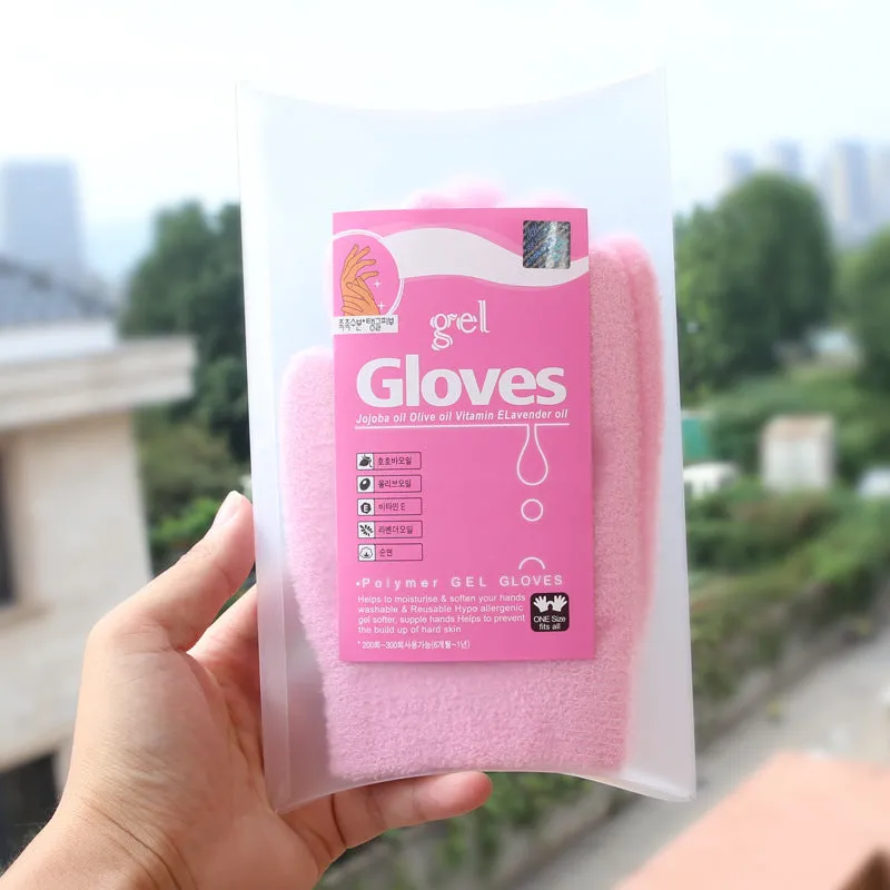 Spa gel gloves hand mask with Vitamin E and essential oils in pink colour