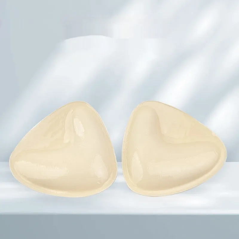 Double sided adhesive silicone bra inserts for push up lift in nude shades, reusable and water resistant