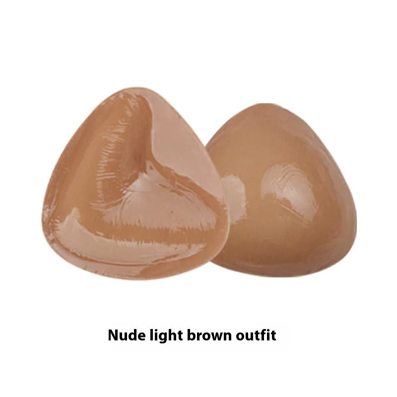 Double sided adhesive silicone bra inserts for push up lift in nude shades, reusable and water resistant