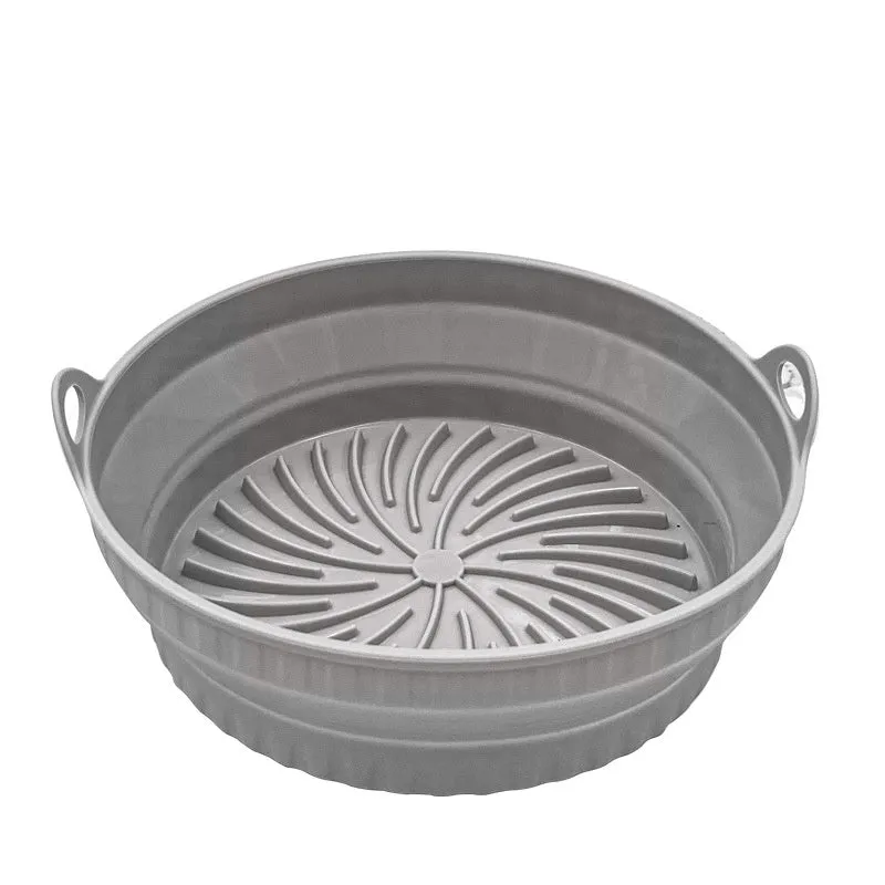 Reusable silicone air fryer pot liner in round shape, non-slip baking tray, five colours available